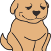 微笑んでオスワリしている茶色の犬のイラスト