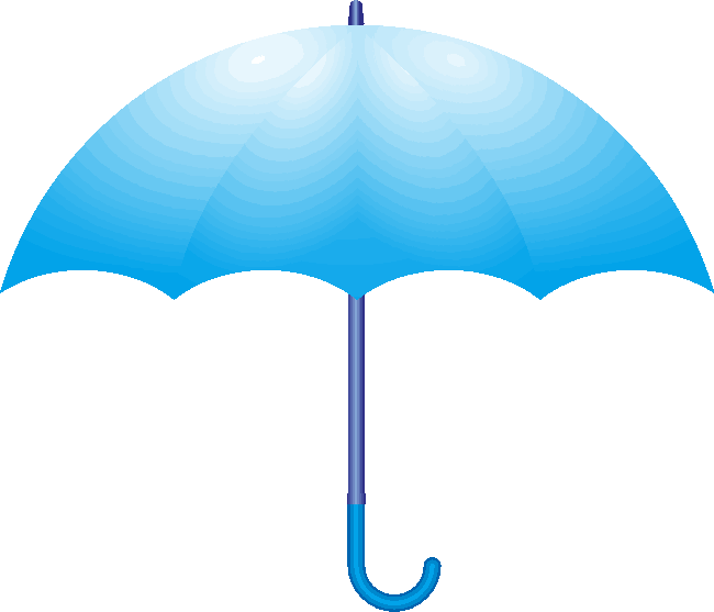 カラフルな青い雨傘のイラスト
