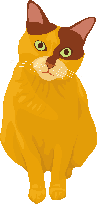 小首を傾げている茶色い猫のイラスト