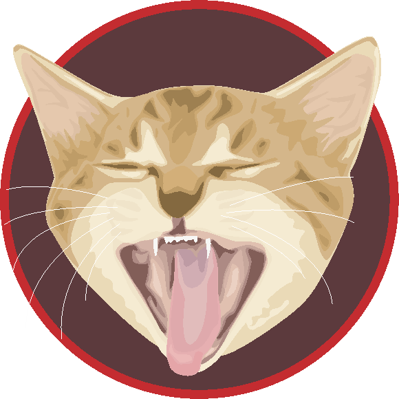 大あくびをしている猫シール用イラスト