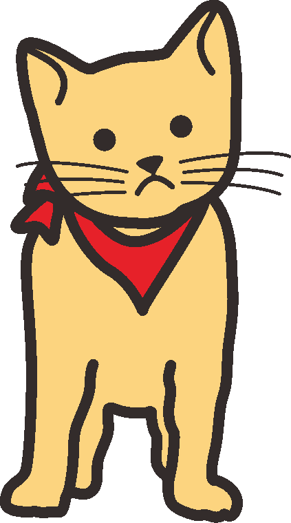 赤いネッカチーフをした猫のイラスト