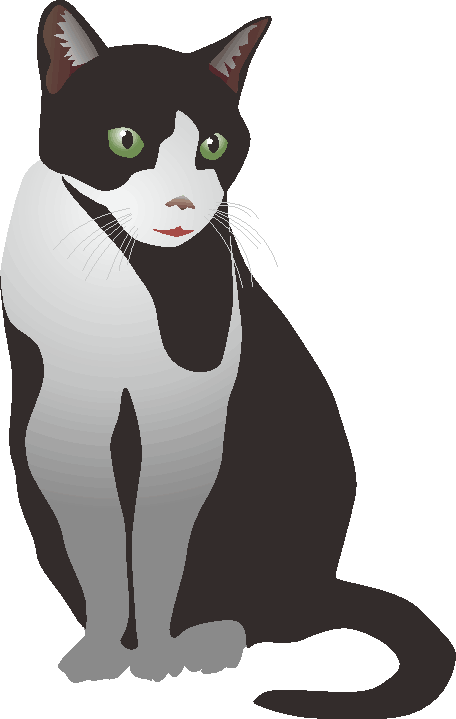 緑色の目をしたメスの白黒猫のイラスト