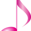 立体的なピンクの音符のイラスト
