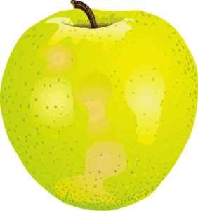 緑黄色の王林リンゴのイラスト画像