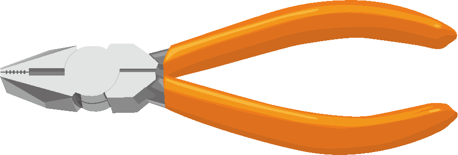 オレンジ色の握りカバーがついたペンチのイラスト