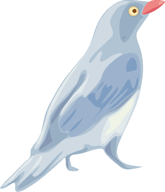 目の大きい青い小鳥のイラスト