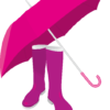 梅雨対策の雨傘とオシャレなレインブーツのイラスト