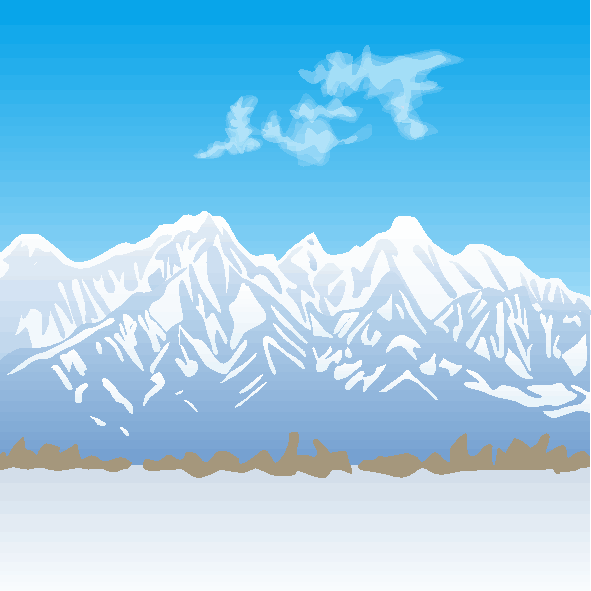 晴れた日の雪山のイラスト