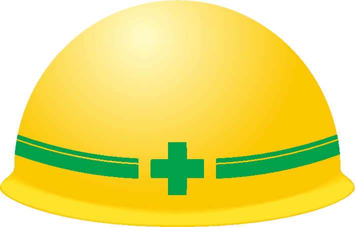 工事作業員がかぶる黄色いヘルメットのイラスト画像