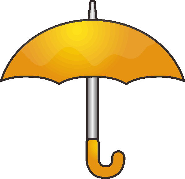 黄色い雨傘のシンプルなイラスト