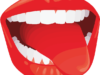 白い歯の間から舌を出している口のイラスト
