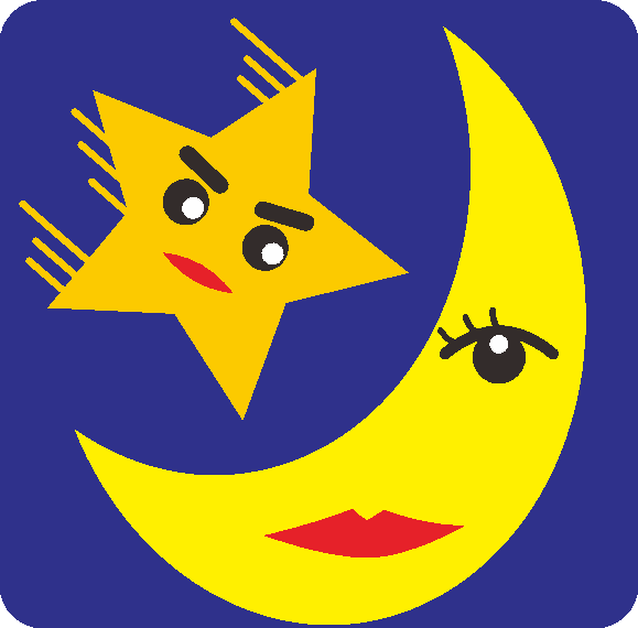 星男クンと月子サンの夜空デートのイラスト