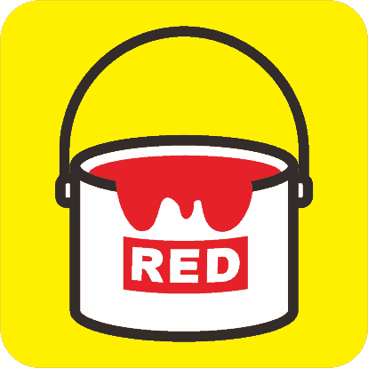 下げ缶に赤いペンキの入ったカラーアイコン画像