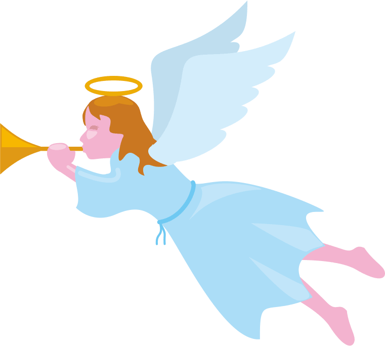 ラッパを吹いている少女天使のイラスト画像