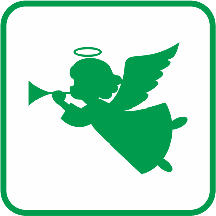ラッパを吹いているクリスマス天使の単色アイコン画像