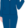 紺色のスーツを着た案内係の女性のイラスト