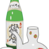日本酒一升瓶と酒器のイラスト