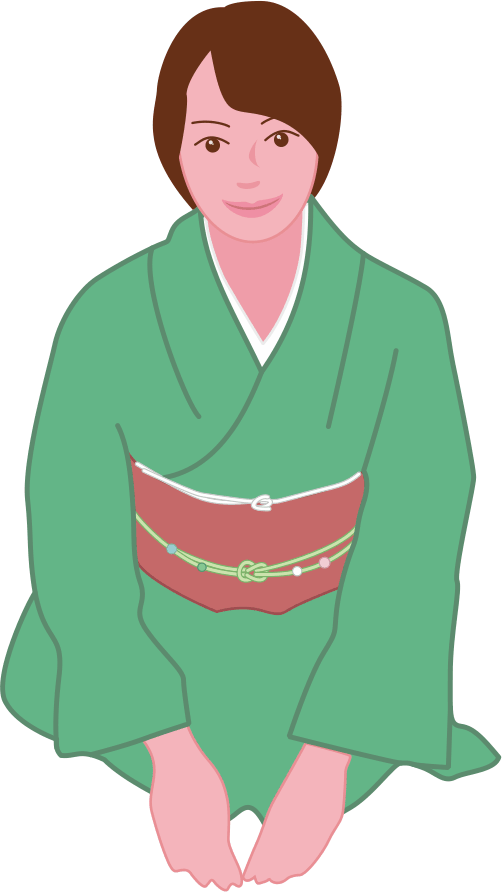 お出迎えをする和服を着た女性のイラスト