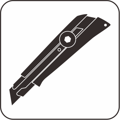 カッターナイフのモノクロアイコン画像
