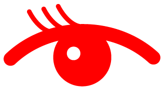 まつ毛の長い赤色の目のワンポイントアイコン画像