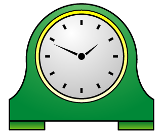 シンプルな緑色の置時計のワンポイントイラスト