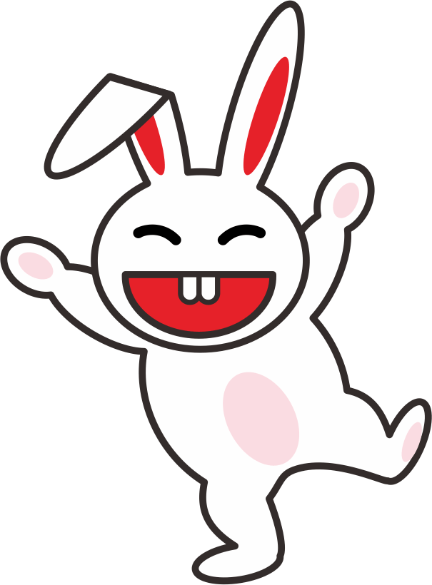 笑顔ではしゃいでいるウサギのイラスト