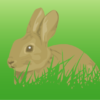 草むらに身を潜めている野ウサギのイラスト