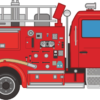 火災現場や災害現場に駆け付ける消防車のイラスト