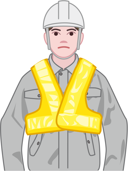 工事用安全ベストを着用した若い作業員のイラスト