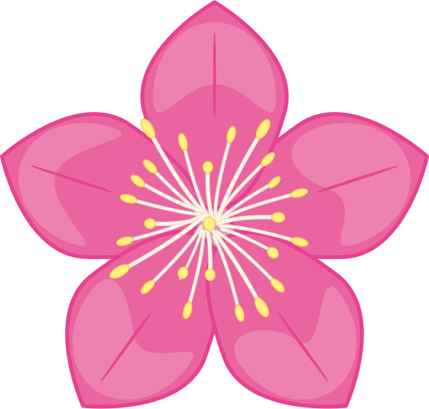 濃いピンク色の桃の花のイラスト