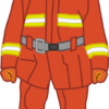 防火服で身を固めた若い消防士のイラスト