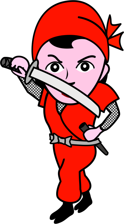 凛々しく刀を構えている女忍者のイラスト