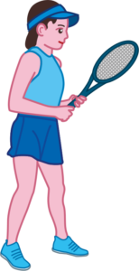 相手のサーブを待っている女子テニス選手のイラスト