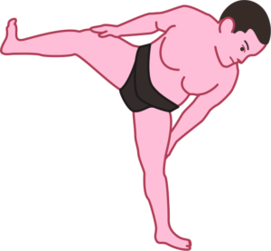 四股をふんでいる学生相撲の選手のイラスト