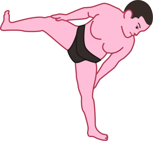 四股をふんでいる学生相撲の選手のイラスト
