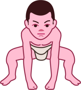 元気なわんぱく相撲の仕切りのイラスト