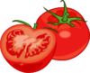 サラダに彩りを添える熟したトマトのイラスト