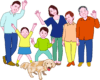 愛犬と暮らしている家族のイラスト