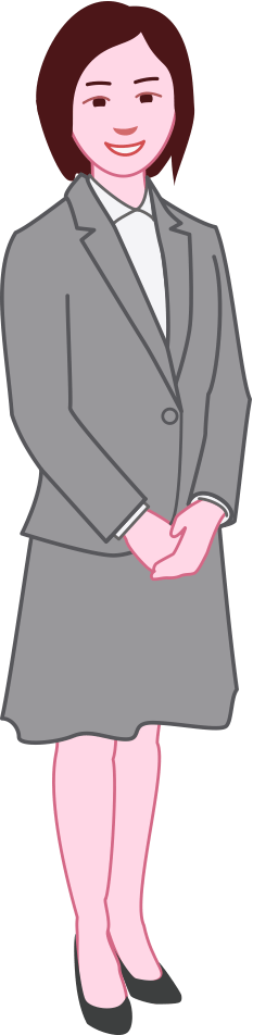 清楚なグレーのスーツ姿の女性のイラスト