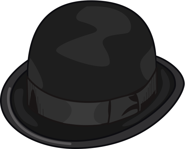 黒い山高帽子のイラスト