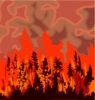 緑の森林を消滅させる山火事のイラスト