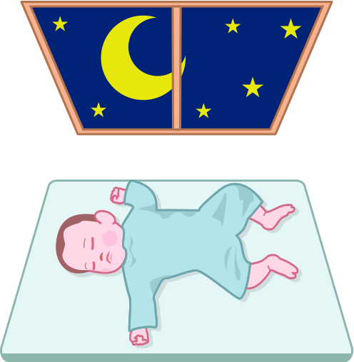 ぐっすりと眠っている赤ちゃんのイラスト