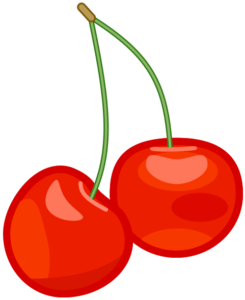 夏に赤く熟れるサクランボのアイコン