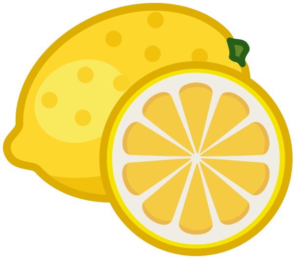 スライスレモンとレモン一個の組み合わせアイコン