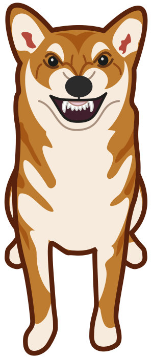 牙を剥いて怒っている犬のイラスト。