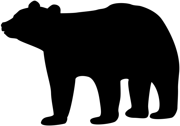 クマのシルエットのイラスト。