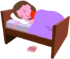 ベッドでスヤスヤ眠っている女性のイラスト
