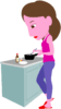家で料理をしている若い女性のイラスト