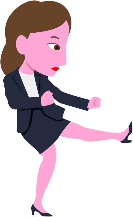 痴漢対策に空手の練習をしている女性会社員のイラスト