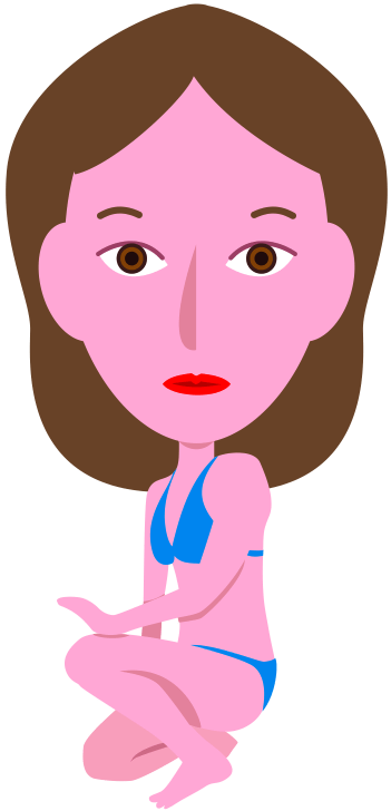 立膝ポーズの水着女性のイラスト